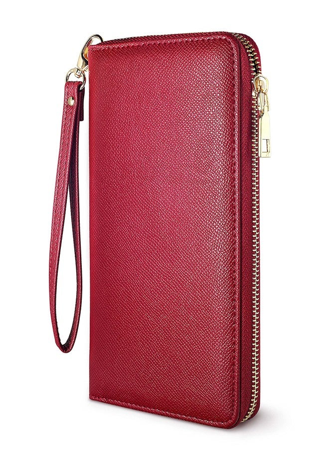 Yarnic Red Women Wallet -Wallet for Woman with Wristlet Band Wallet Credit Card Holder Clutch Money Pockets Case Coin Money Clip Organizer Purse with RFID Blocking Large Capacity with Zipper - Image 1